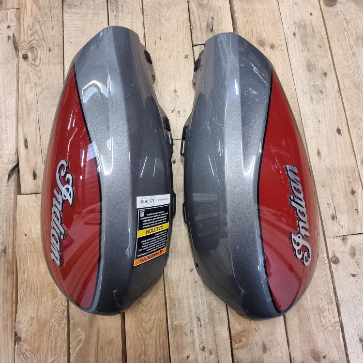 Indian FTR1200 fuel tank / airbox covers:  Titanium with Red Graphics